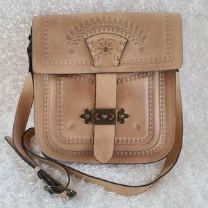 Patricia Nash Tooled Leather Crossbody Bag Tan